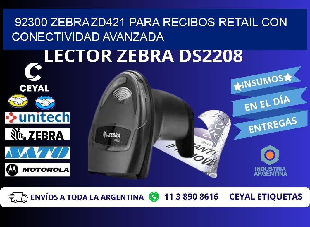 92300 Zebra ZD421 para recibos retail con conectividad avanzada